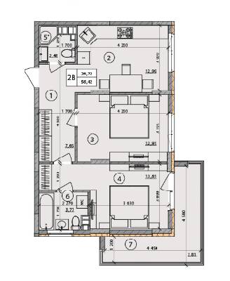 2-комнатная 56.42 м² в ЖК Praga от 17 500 грн/м², Киев