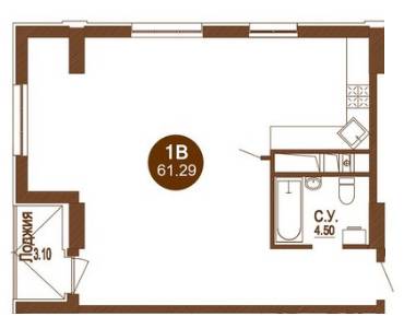 1-комнатная 61.29 м² в ЖК Лайтхаус от 23 000 грн/м², Днепр