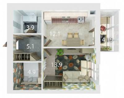1-кімнатна 44.55 м² в ЖК Palermo від 19 170 грн/м², Дніпро