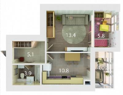 1-кімнатна 43.14 м² в ЖК Palermo від 19 170 грн/м², Дніпро