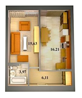1-комнатная 41.92 м² в ЖК Счастливый на Яблоневой от 16 490 грн/м², с. Софиевская Борщаговка