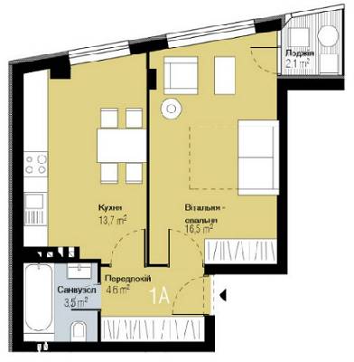 1-кімнатна 39.4 м² в ЖК PARKTOWN від 17 000 грн/м², смт Гостомель