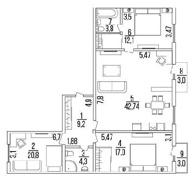 3-комнатная 118.5 м² в ЖК Воробьевы Горы на Полях от 14 300 грн/м², Харьков