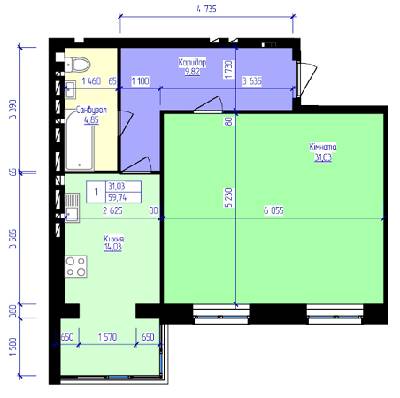 1-комнатная 59.74 м² в ЖК Лазурный от 12 500 грн/м², Харьков
