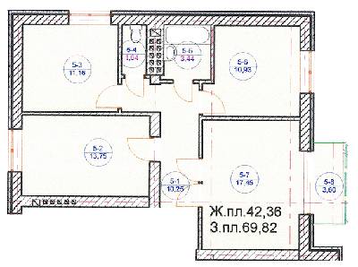 3-комнатная 69.82 м² в ЖК Княжий от застройщика, Винница