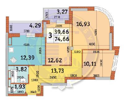 3-комнатная 74.66 м² в ЖК Медовый от 21 100 грн/м², Киев