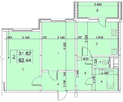 2-комнатная 62.44 м² в ЖК Маєток Желань от застройщика, Киев