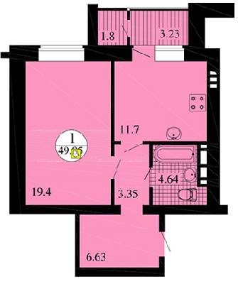 1-комнатная 49.95 м² в ЖК Городок от 14 000 грн/м², с. Софиевская Борщаговка
