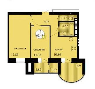2-комнатная 62.45 м² в ЖК Городок от 14 000 грн/м², с. Софиевская Борщаговка