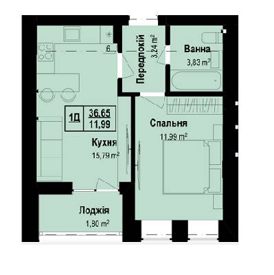1-комнатная 36.65 м² в ЖК Vlasna от 14 000 грн/м², с. Ходосовка