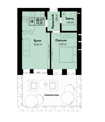 1-комнатная 40.51 м² в ЖК Vlasna от 14 000 грн/м², с. Ходосовка