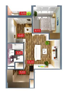 1-кімнатна 38 м² в ЖК А12 на Олімпійській від 14 600 грн/м², м. Бровари