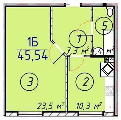1-кімнатна 45.54 м² в ЖК ЛісSky від 21 300 грн/м², Одеса