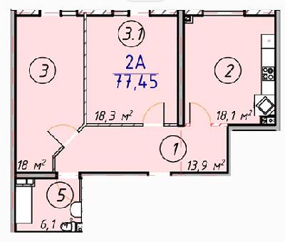 2-кімнатна 77.45 м² в ЖК ЛісSky від 20 500 грн/м², Одеса
