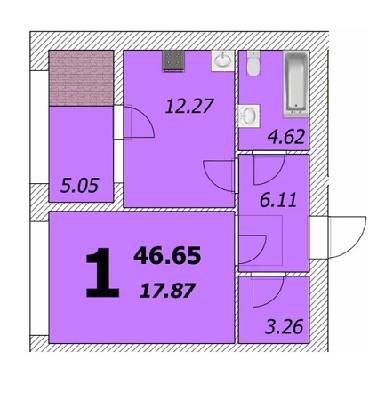 1-комнатная 46.65 м² в ЖК на Старокостянтинівському шосе, 5/2, 5/2А, 5/4Б, 5/4В от 9 800 грн/м², Хмельницкий