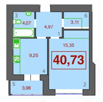 1-кімнатна 40.73 м² в ЖК Левада Дем’янів Лаз від 10 500 грн/м², Івано-Франківськ