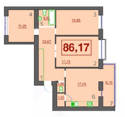 3-кімнатна 86.17 м² в ЖК Левада Дем’янів Лаз від 9 700 грн/м², Івано-Франківськ