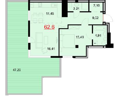 1-комнатная 62.6 м² в ЖК Бульвар Европейский от 16 000 грн/м², Ивано-Франковск