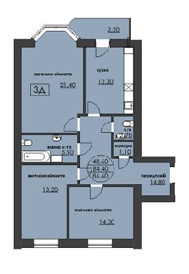 3-комнатная 86.6 м² в ЖК Нова оселя плюс от 8 370 грн/м², г. Надворная