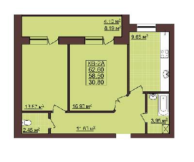 2-кімнатна 62.6 м² в ЖК Весняний від забудовника, Івано-Франківськ