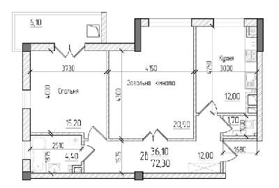 2-комнатная 72.3 м² в ЖК на вул. Руська, 235 от застройщика, Черновцы