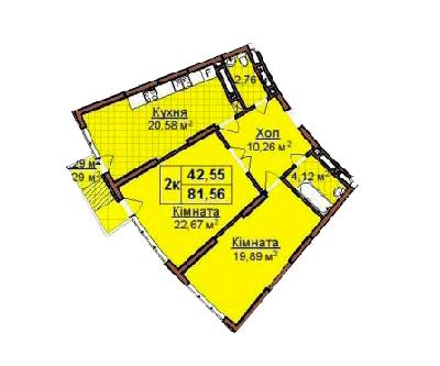 1-кімнатна 81.56 м² в ЖК на вул. Бережанська, 54 від забудовника, Львів