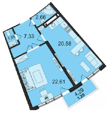 1-кімнатна 56.03 м² в ЖК на вул. Бережанська, 54 від забудовника, Львів