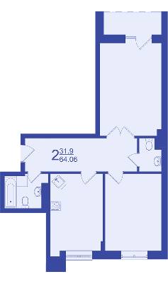 2-комнатная 64.06 м² в ЖК по просп. Незалежності, 106А от застройщика, Черновцы