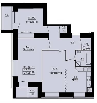 3-комнатная 77.95 м² в ЖК Варшавський мікрорайон от 14 000 грн/м², Тернополь
