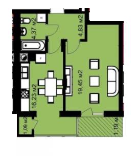 1-кімнатна 47.16 м² в ЖК на вул. Виговського, 5Б від 19 610 грн/м², Львів