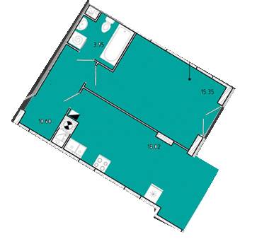 1-кімнатна 43.92 м² в ЖК Shuttle від 14 400 грн/м², м. Дубляни