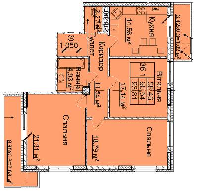 3-кімнатна 93.81 м² в ЖК на вул. Сахарова / вул. Бойківська від 21 070 грн/м², Львів
