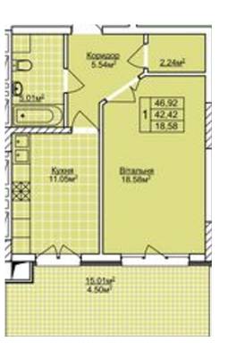 1-комнатная 46.92 м² в ЖК Софиевка от застройщика, Львов