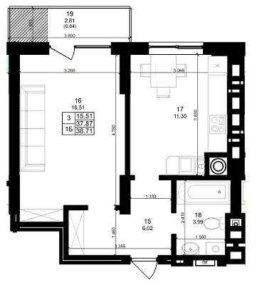 1-комнатная 38.71 м² в ЖК Dolce Vita от застройщика, Львов