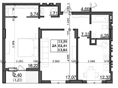 2-комнатная 63.64 м² в ЖК Dolce Vita от застройщика, Львов
