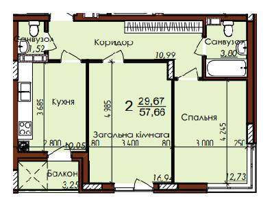 2-комнатная 57.66 м² в ЖК Globus Park от 12 000 грн/м², с. Сокольники