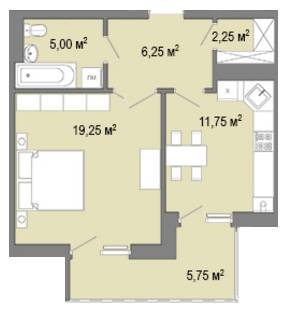 1-комнатная 46.22 м² в ЖК Тракт от застройщика, Львов