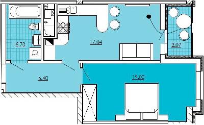 1-комнатная 50.21 м² в ЖК Kvartal Praud от застройщика, Львов