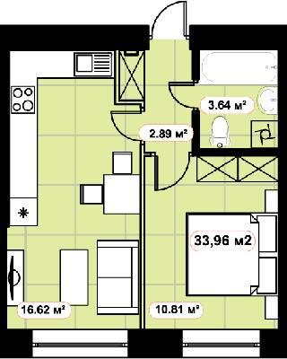 1-кімнатна 33.96 м² в ЖК Баск&Вілль від забудовника, м. Ірпінь