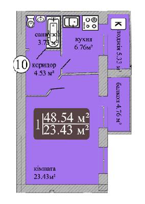 1-кімнатна 48.54 м² в ЖК Мрія Чернігів від 10 000 грн/м², Чернігів