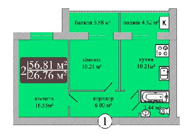 2-кімнатна 56.81 м² в ЖК Мрія Чернігів від 9 500 грн/м², Чернігів