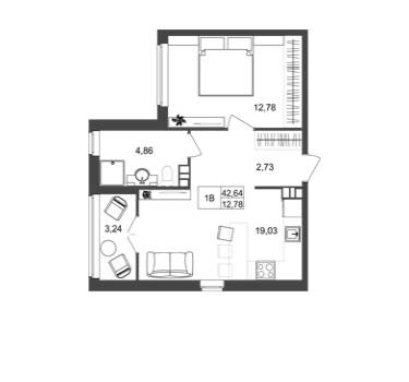 1-комнатная 42.64 м² в ЖК Nyvky Plaza от 19 200 грн/м², Киев