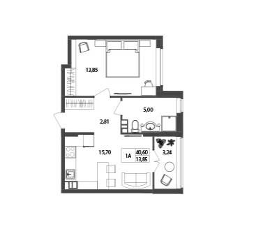 1-комнатная 40.6 м² в ЖК Nyvky Plaza от 19 200 грн/м², Киев
