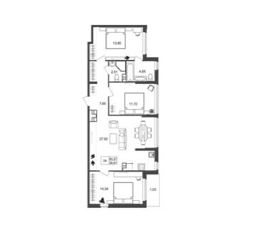 3-комнатная 83.87 м² в ЖК Nyvky Plaza от 19 000 грн/м², Киев