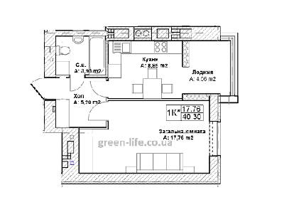 1-кімнатна 40.3 м² в ЖК Green Life-3 від 12 500 грн/м², м. Ірпінь