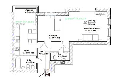 2-кімнатна 65.02 м² в ЖК Green Life-3 від 14 350 грн/м², м. Ірпінь