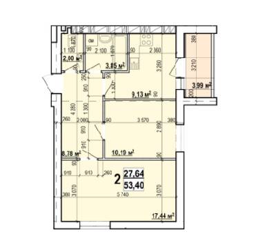 2-комнатная 53.4 м² в ЖК Мира-2 от 9 700 грн/м², Харьков
