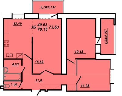 3-кімнатна 70.15 м² в ЖК на вул. Яреми / вул. Текстильна від забудовника, Тернопіль
