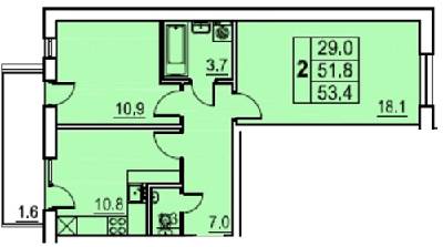 2-комнатная 53.4 м² в ЖК Перлина Мостищини от застройщика, г. Мостиска