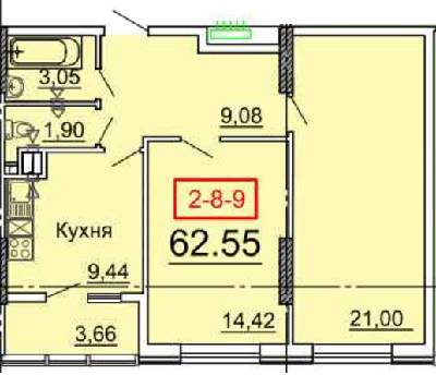 2-кімнатна 62.55 м² в ЖК Тридцять перша перлина від забудовника, Одеса